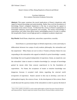 Hume`s Science of Man: Being Skeptical as Natural and Ethical