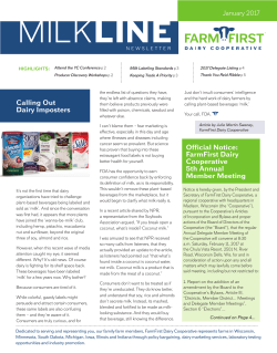 January 2017 MilkLine Newsletter