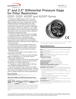 2&rdquo; and 2.5&rdquo; Differential Pressure Gage for Filter