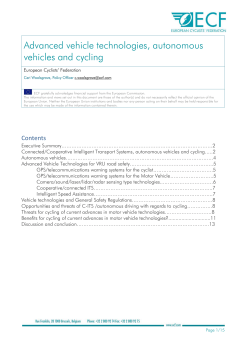 Advanced vehicle technologies, autonomous vehicles and cycling