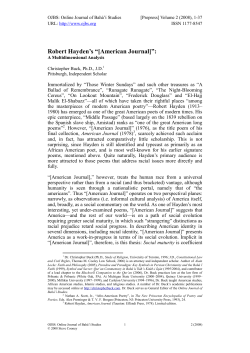 Robert Hayden`s &ldquo;American Journal&rdquo;: A Multidimensional Analysis