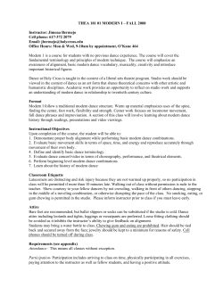 THEA 181 01 MODERN I &ndash; FALL 2008 Instructor: Jimena Bermejo