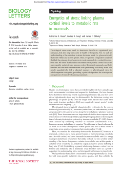 Energetics of stress: linking plasma cortisol levels to metabolic rate