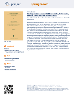 The Huguenot Connection: The Edict of Nantes, Its Revocation, and