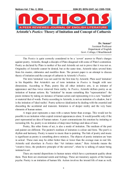 Aristotle`s Poetics: Theory of Imitation and Concept of