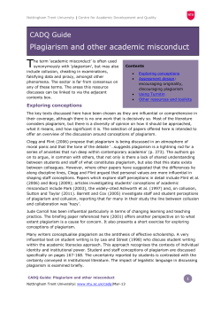 Plagiarism and other academic misconduct
