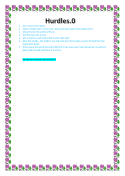 1. Get 4 cones and 2 poles. 2. Make a hurdle with 2 cones and 1