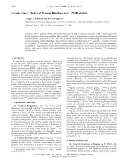 Isotopic Tracer Studies of Propane Reactions on H&minus;ZSM5 Zeolite