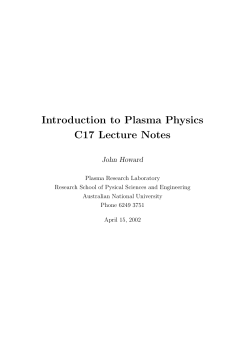 Introduction to Plasma Physics C17 Lecture Notes