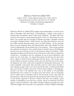Isaac Newton - Biography - EB 1911