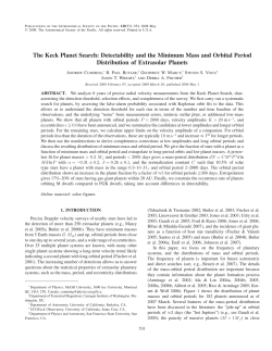 The Keck Planet Search: Detectability and the Minimum Mass and