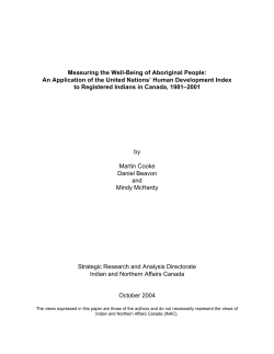 Measuring the Well-Being of Aboriginal People: An Application of