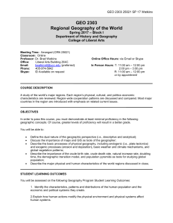 GEO 2303 Regional Geography of the World - UCO
