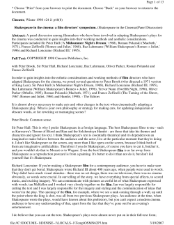 Shakespeare in the cinema: a film directors` symposium