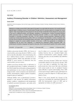 REVIEW Auditory Processing Disorder in Children: Definition