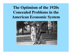 The Optimism of the 1920s Concealed Problems in the American