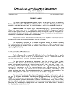 Eminent Domain - Kansas Legislative Research Department