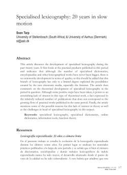 Specialised lexicography: 20 years in slow motion
