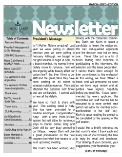 March Newsletter - Twin Lakes Village Golf Club