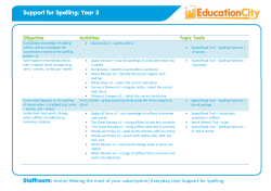 Support for Spelling: Year 3