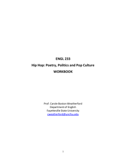 ENGL 233 Hip Hop: Poetry, Politics and Pop Culture WORKBOOK