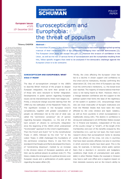 Euroscepticism and Europhobia: the threat of populism