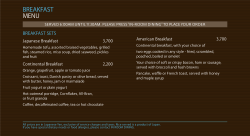 Room Service Menu