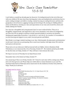 Mrs. Chen`s Class Newsletter 10-5-15
