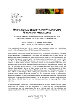 MĀORI, SOCIAL SECURITY AND WHĀNAU ORA: 75 YEARS OF