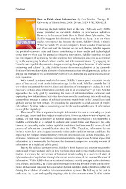 How to Think about Information. By Dan Schiller. Chicago, IL