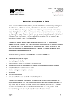 Behaviour management in PWS