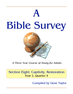 Bible Survey Section Eight: Captivity, Restoration