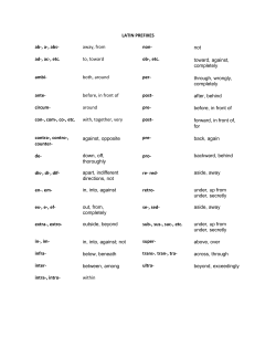 LATIN PREFIXES ab-, a-, abs- away, from non- not ad-, ac