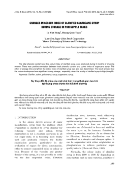 changes in colour index of clarified sugarcane syrup during storage