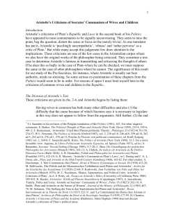 1 Aristotle`s Criticisms of Socrates` Communism of Wives and
