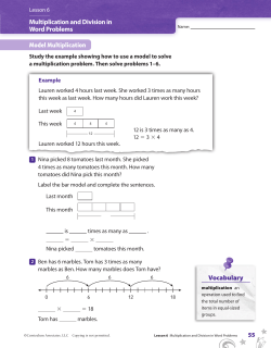 Model Multiplication Multiplication and Division in Word Problems