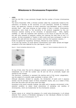 Milestones in Chromosome Preparation