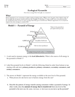 1. A unit used to measure energy is the kcal (kilocalorie). What is the