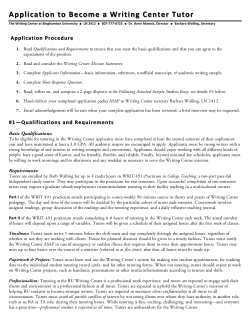 Application to become a Writing Center Tutor