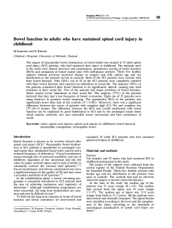 Bowel function in adults who have sustained spinal cord