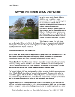 400 Year since Takada Bakufu was Founded