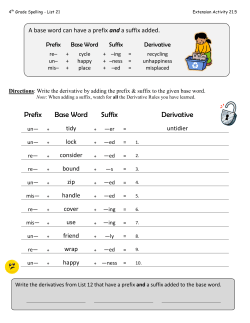 Prefix Base Word Suffix Derivative