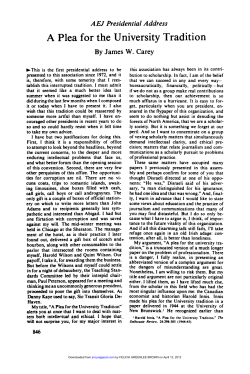 A Plea for the University Tradition