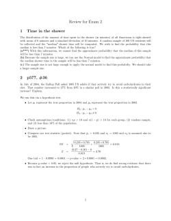 Review for Exam 2 1 Time in the shower 2 p577, #36