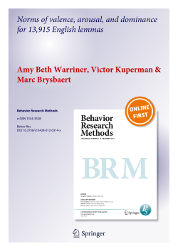 Norms of valence, arousal, and dominance for 13915 English lemmas.