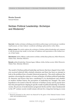 Serbian Political Leadership: Archetype and Modernity*