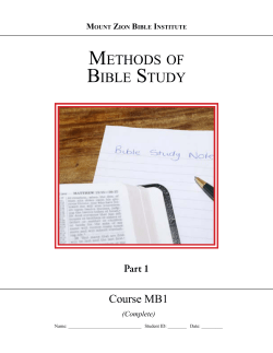 Methods of Bible Study Part 1 Study Guide