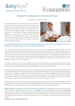 BabyGym&reg;, Bonding and the Attachment Theory