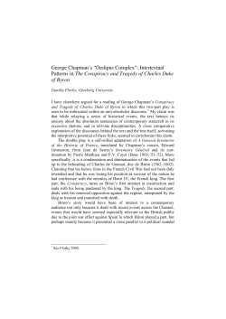 George Chapman`s &ldquo;Oedipus Complex&rdquo;