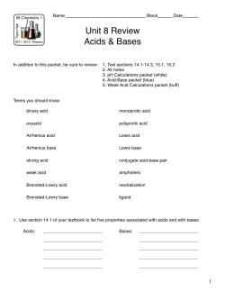 Pretest Unit 8 Acids